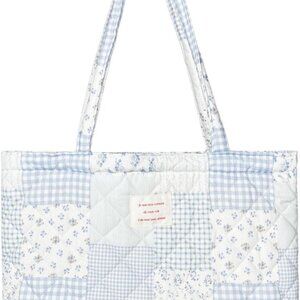 Cotton Quilted Tote Bag Medium Floral Large Capacity Lightweight Durable